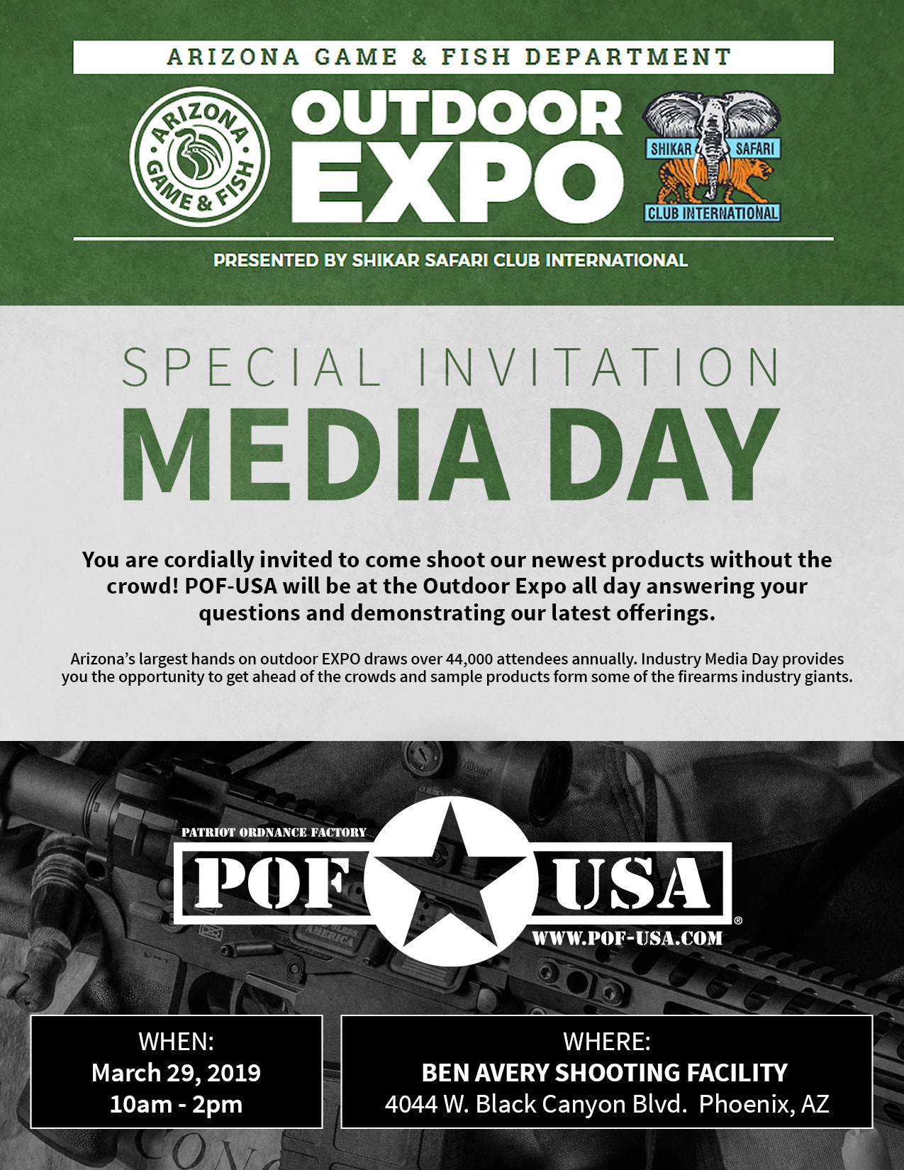 POF USA / AZ Game and Fish Expo Media / Industry Day Invitation