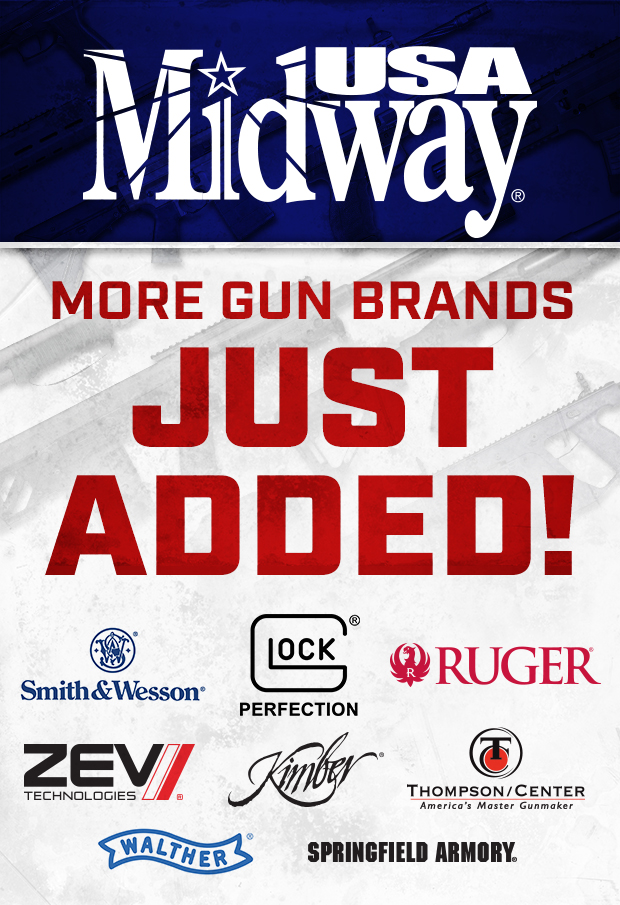 MidwayUSA Dramatically Expands Firearms Offering, Adds Ruger, Smith & Wesson, Glock, Springfield Armory, Kimber, and More!