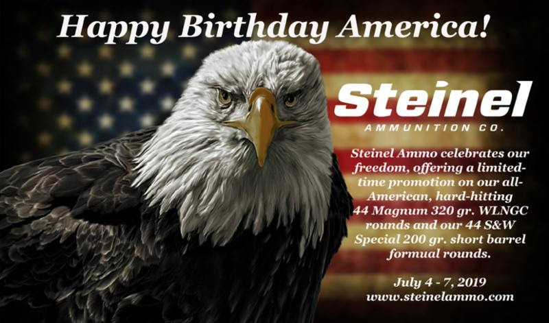 Steinel Ammunition Fourth of July Promo on 44 Magnum 320 gr. WLNGC and 44 S&W Special Self Defense Ammo